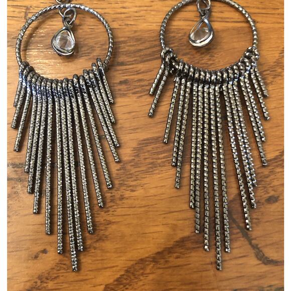 Gun-Metal Dangle Earrings Pierced Hook 3.5" Drop Dangle Movement - Picture 7 of 7